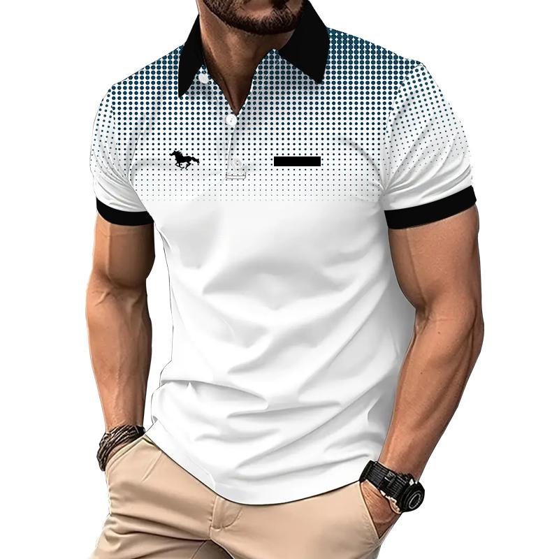 Haodingfushi Nieuwe zomerse slim fit korte mouwen sport revers zakelijk casual poloshirt nep zakontwerp revers poloshirt. XL wit