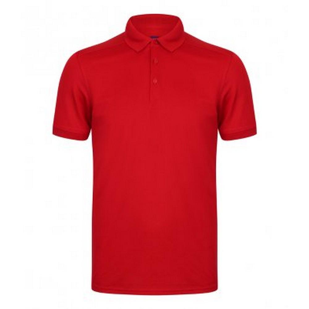 Henbury heren stretch microfijn piqué poloshirt M rood