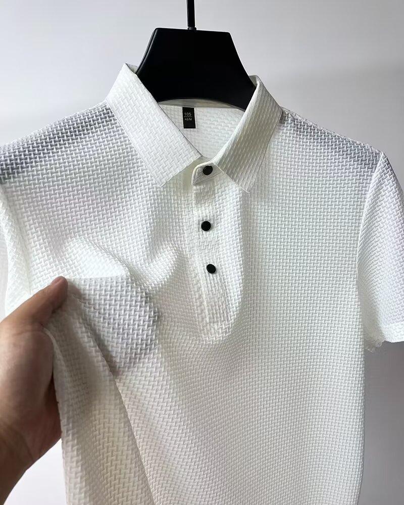 King Billion Zomer heren ijszijde korte mouwen T-shirt heren overhemd kraag effen kleur koel gevoel ademend polo shirt tops XL wit