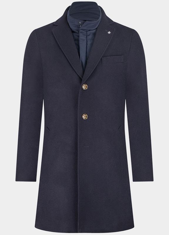 Bos Bright Blue Wollen jas igor wool coat 25301ig43bo/290 navy