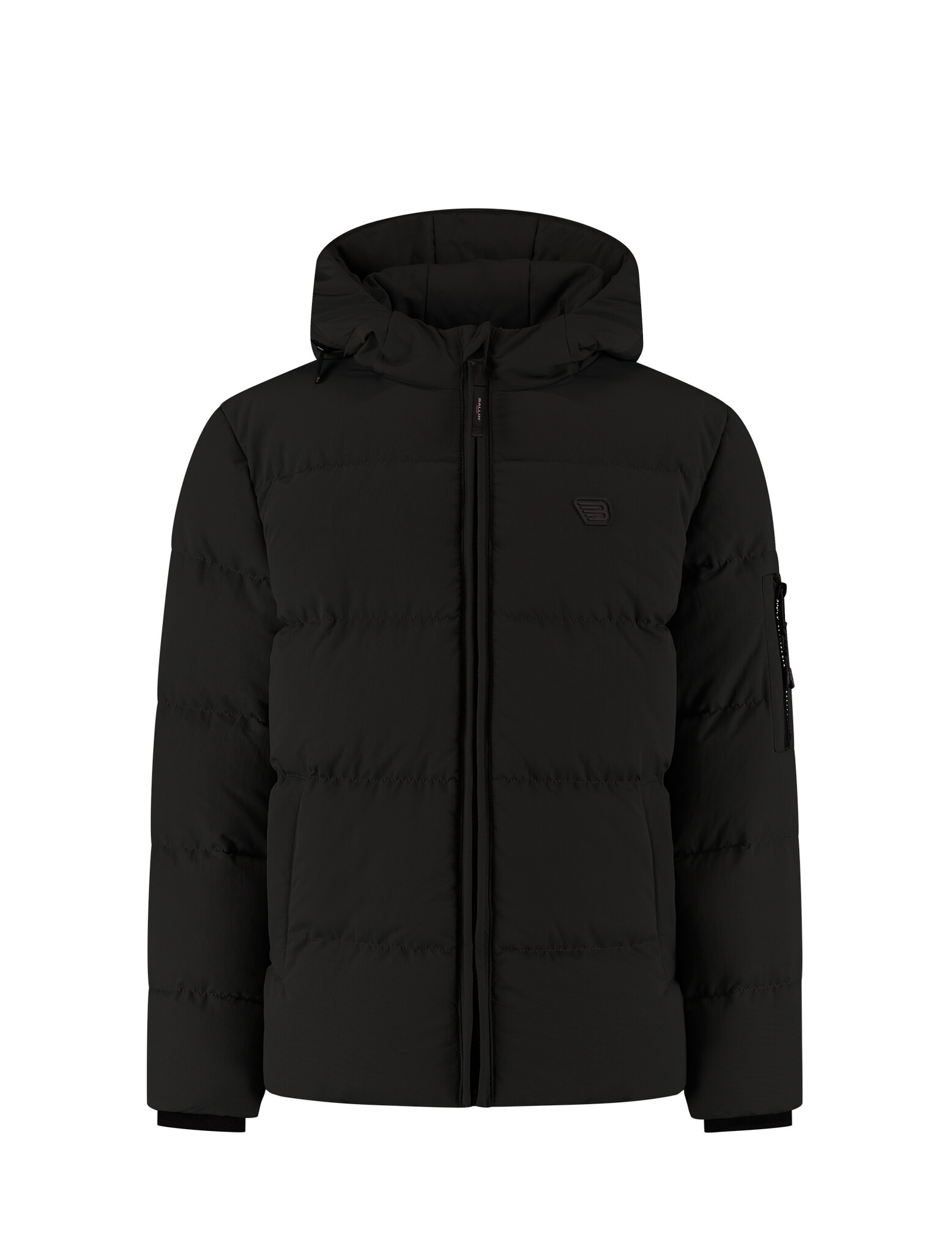 Ballin winter winterjas jongens - zwart - gewatteerd - logo badge