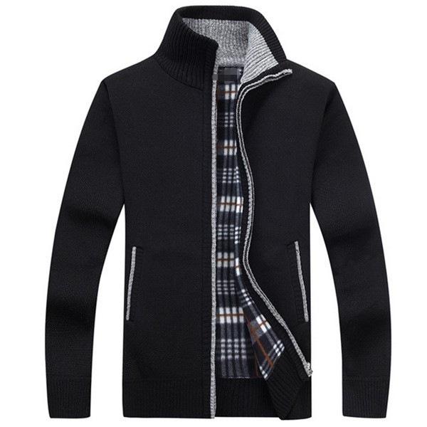 Electronic Equipment 3 Wintertrui Heren Vest Fluwelen Dikke Casual Tops Losse warme modekleding Trui voor heren L zwart