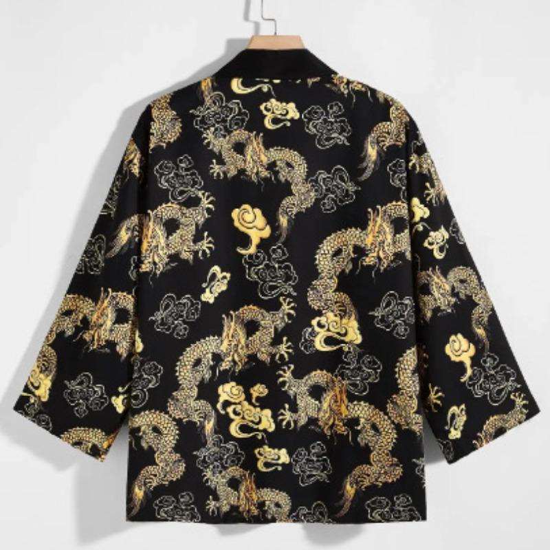 Cloth W Harajuku Kimono Streetwear Mode Samurai Cosplay Japanse mannen Kimono Yukata Raditional Gewaad L goud
