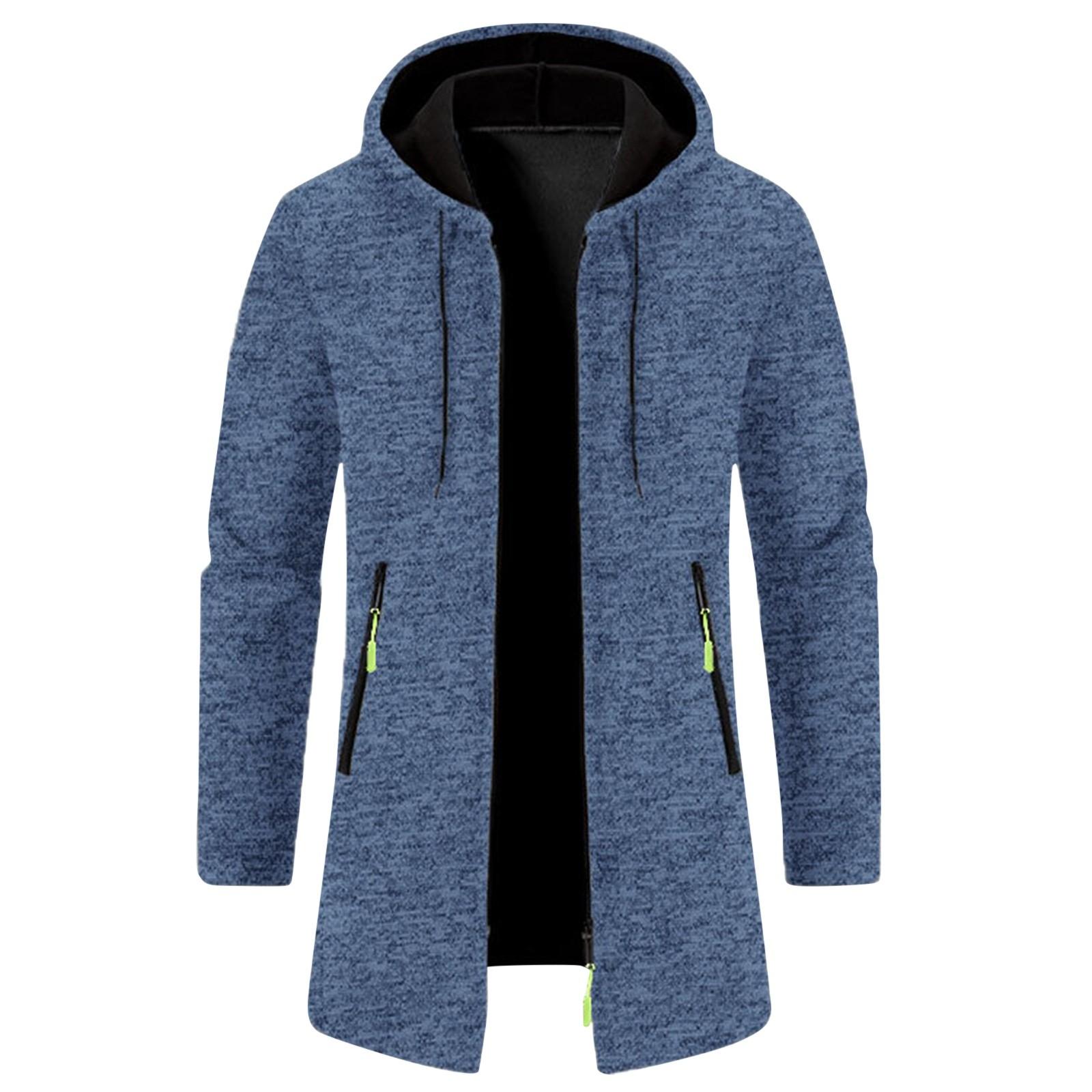 Winnerer Uranus Heren Lente Capuchon Medium Lange Dunne Fluwelen Losse Grote Maat Trui Jas Cardigan Top Jas XL