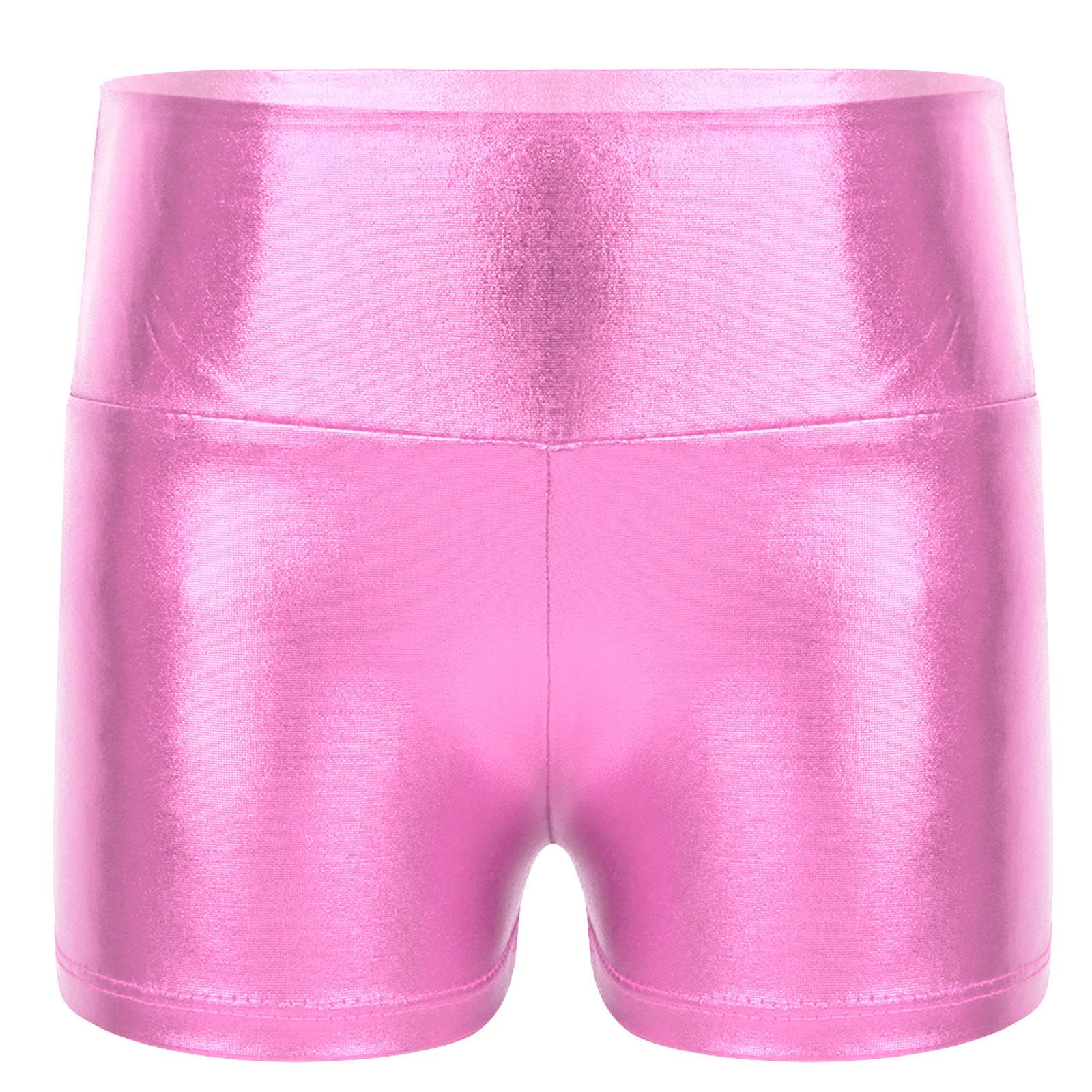 IEFiEL 2 Kinderen Meisjes Metallic Glanzende Gymnastiekdansshorts Sportbroeken Ballet Activewear Shorts 13-14 Years