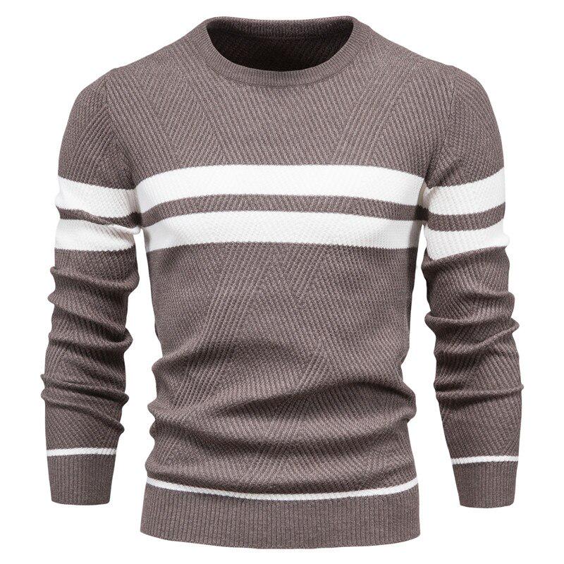 AIOPESON Men Fashion Usegiraffe Lente Herfst Casual trui Heren trui Slanke heren trui Modetrend Eenvoudige heren trui Lange mouw Warm XXL koffie