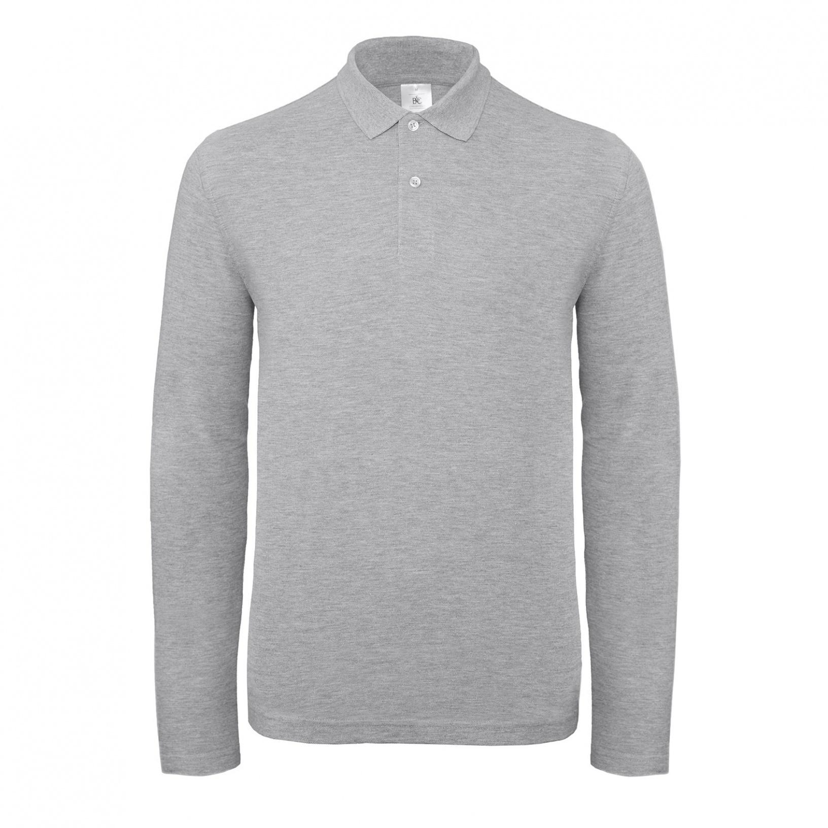 B and C B&C ID.001 herenpolo met lange mouwen (pak van 2) 3XL grijsbruin/grijs