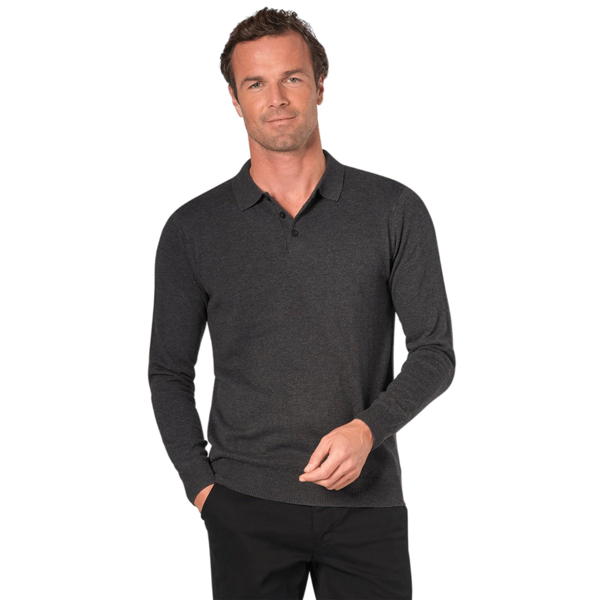 Brook Taverner Heren Casper gebreid poloshirt met lange mouwen XL