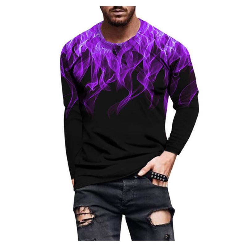 ETST WENDY 005 3D Vlam Tie-dye Bedrukte Herenmode T-shirts Herfst Lange Mouw Man Straat Hip Hop T-shirts Losse O-hals Casual Grote Maat Tops 6XL XXXL