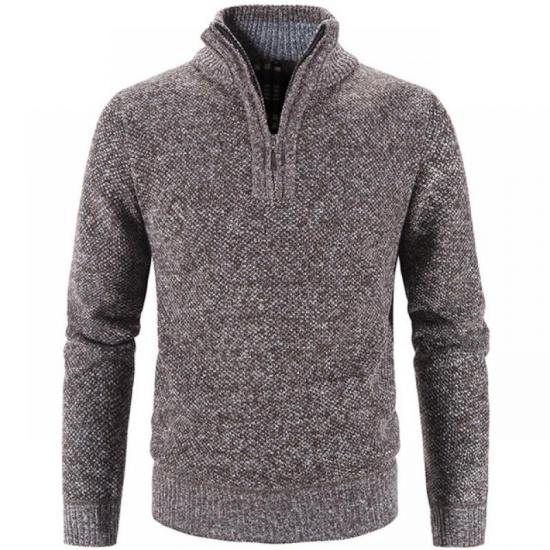 Big Thumb 2024 Winter Mannen Fleece Dikkere Trui Halve Rits Coltrui Warme Trui Kwaliteit Mannelijke Slanke Gebreide Wollen Truien 3Xl L koffie