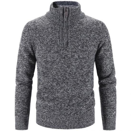 Big Thumb 2024 Winter Mannen Fleece Dikkere Trui Halve Rits Coltrui Warme Trui Kwaliteit Mannelijke Slanke Gebreide Wollen Truien 3Xl XXXL donkergrijze kleur