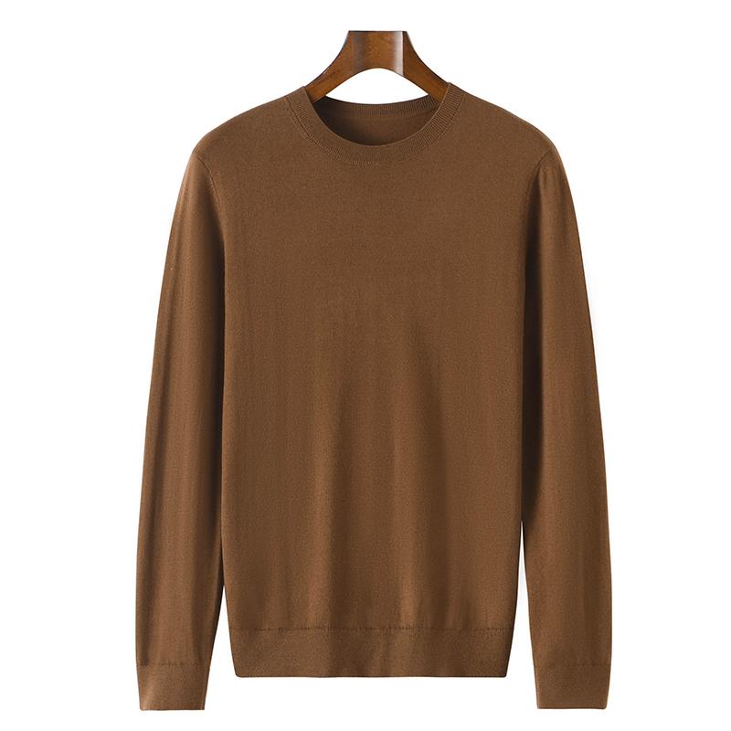 QingHe Cashmere Heren kasjmiertrui Qinghe kasjmier 50% moerbeizijde 50% wol heren herfst- en winter kasjmiertrui zacht en warm L bruin