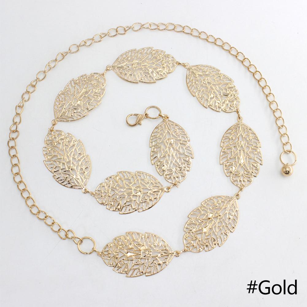Dresstakeit Vrouwen Metalen Tailleketting Mode All-match Blad Holle Tailleketting Decoratie Riem Kleding Accessoires goud