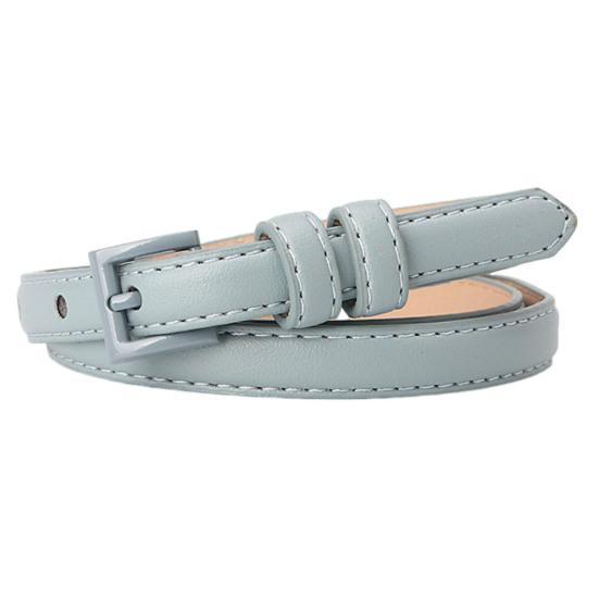 Jiantengxujm Dames dunne broekriem effen kleur kunstleer tailleband verstelbare lengte multi-gaten ontwerp jeansriem blauw
