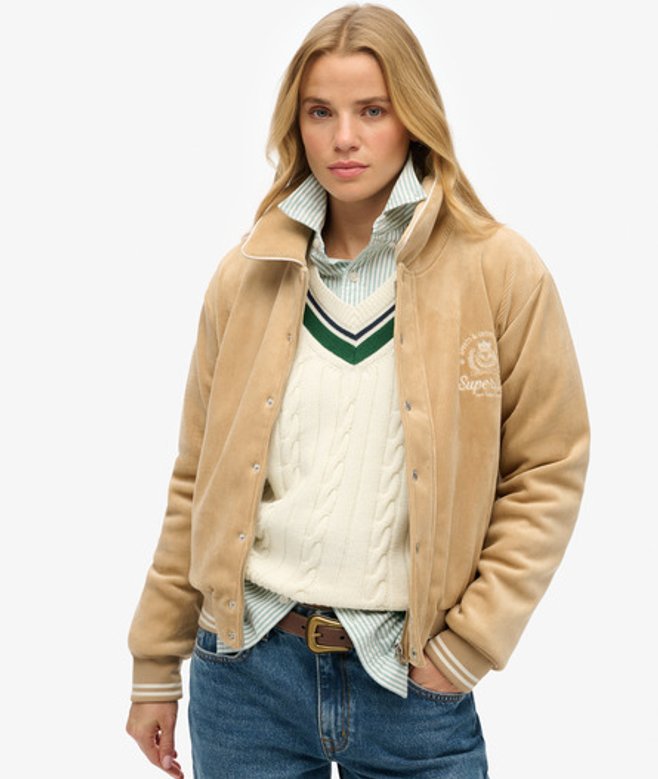 Superdry Country Club Jersey Bomberjack Beige