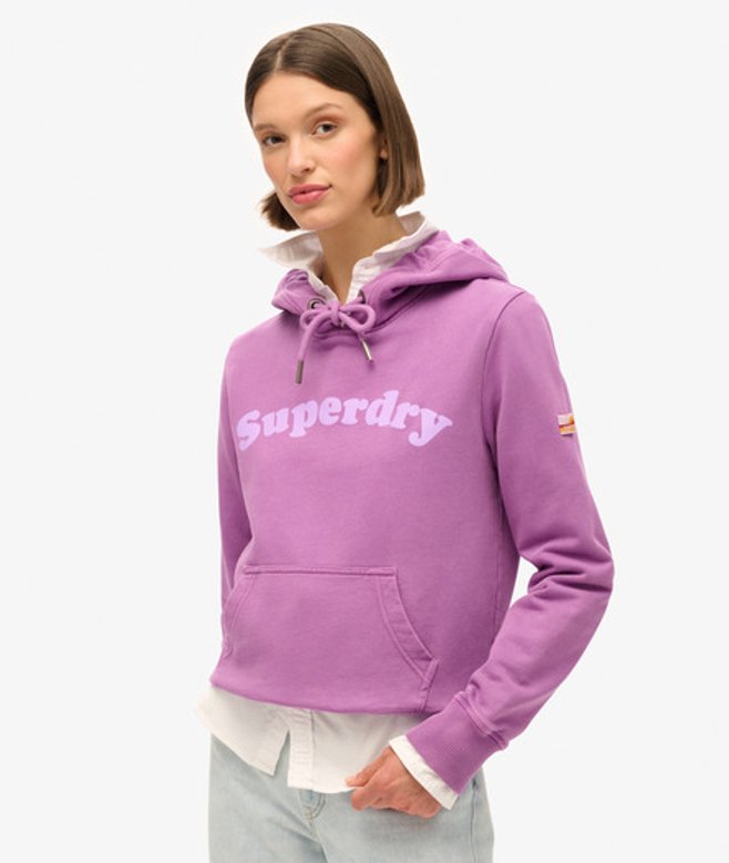 Superdry Cooper Hoodie met Logo in Bijpassende Kleur Paars