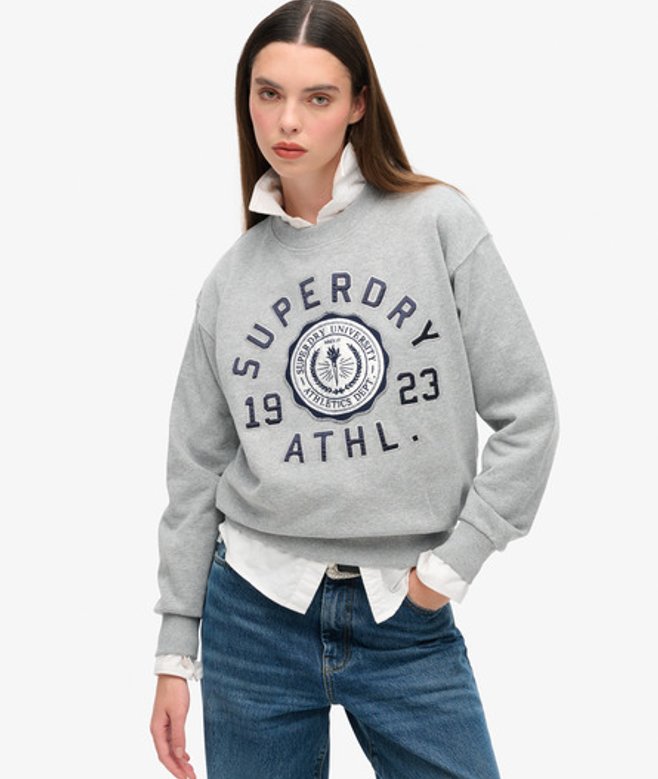 Superdry College Sweatshirt met Losse Pasvorm Grijs