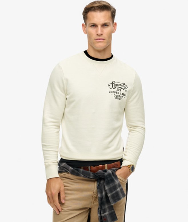 Superdry Copper Label Sweatshirt met Ronde Hals en Afbeelding Crème