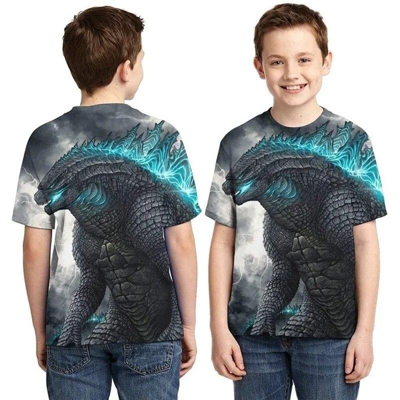 ETST WENDY 013 Godzilla Vs Monster King Kong T-shirt 3D Digital Printing T-shirt Cartoon Kinderen Jongens Meisjes Korte mouwen Zomer Kleding Gift 130cm