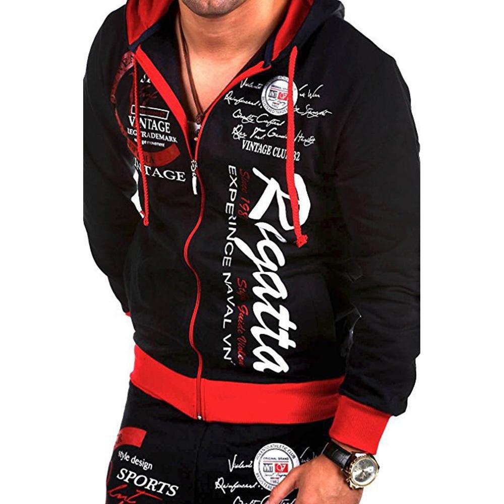King Billion Heren Contrasterende Kleur Letter Bedrukte Rits Hoodies Casual Losse Sweatshirts Mode Lange Mouw Capuchon Cardigan XXL