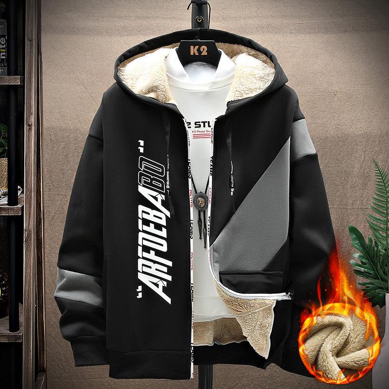 Smiling Men Clothing C Jas van lamswol en dikke wol, sporttop voor heren, warme hoodie L