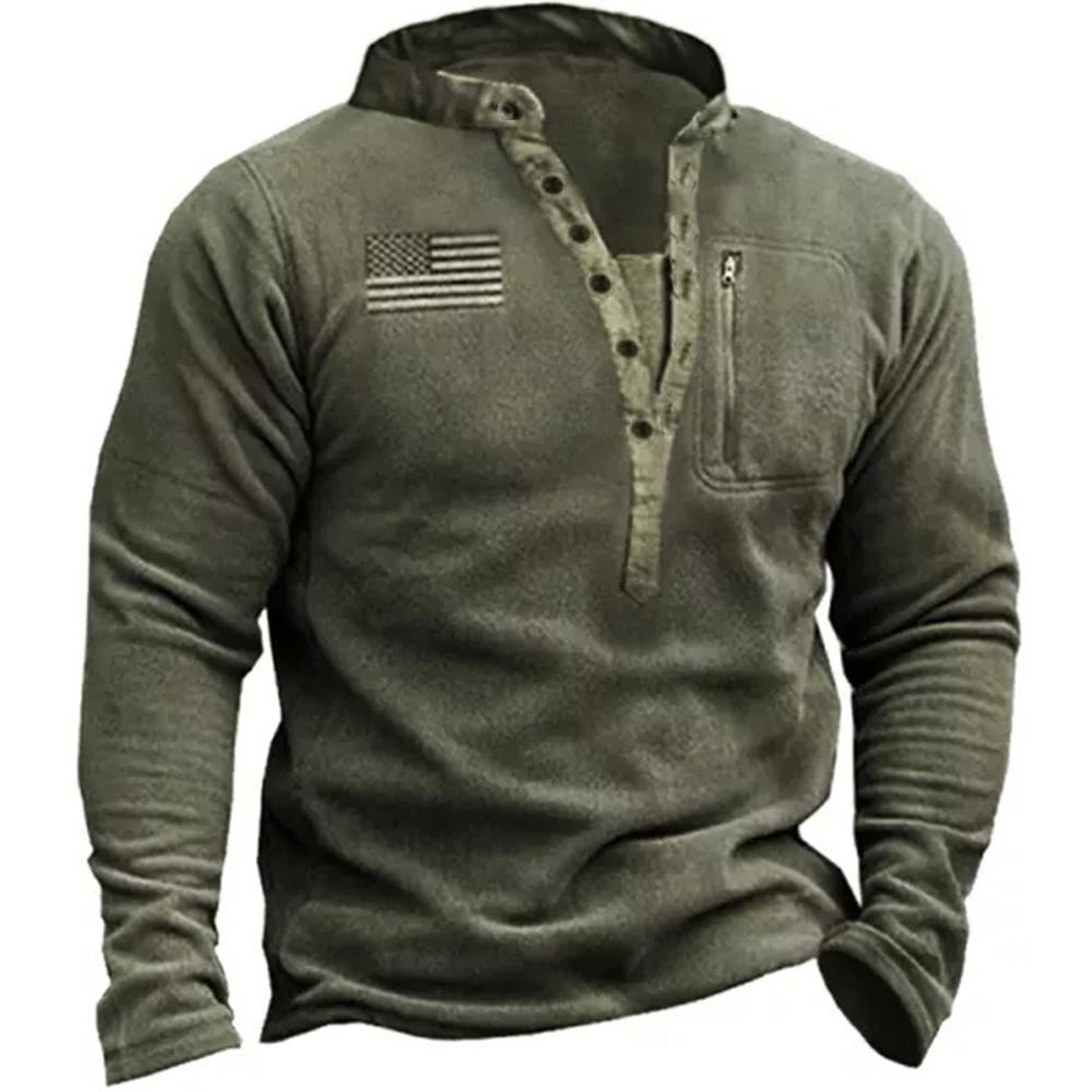 Explorer Outdoors Heren fleece trui met lange mouwen, tactische jas, legergevechtsjas S legergroene kleur