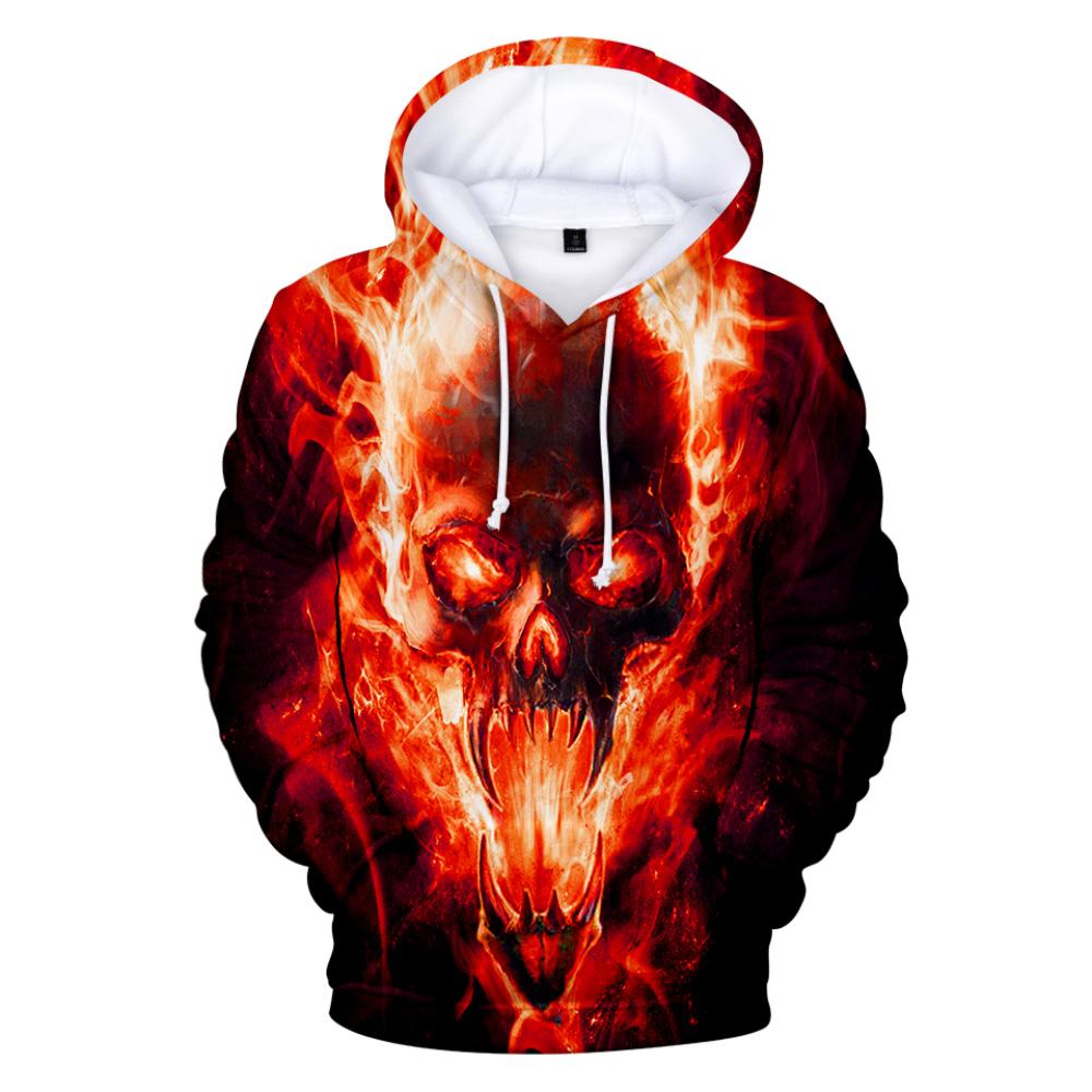 Explorer Outdoors Lente Herfst Vuur en Schedel 3D Print Heren Hoodie Mode Sweatshirt Hip Hop Straat Lange Mouw Pullover Hoodies Casual Tops M