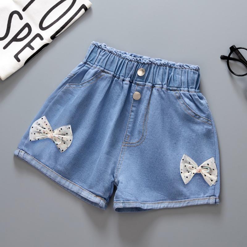 Happytimes Zomer Kids Korte Denim Shorts voor Meisjes Mode Meisje Korte Prinses Jeans Kinderen Broek Meisjes Shorts Bloem Meisjes Kleding 160cm