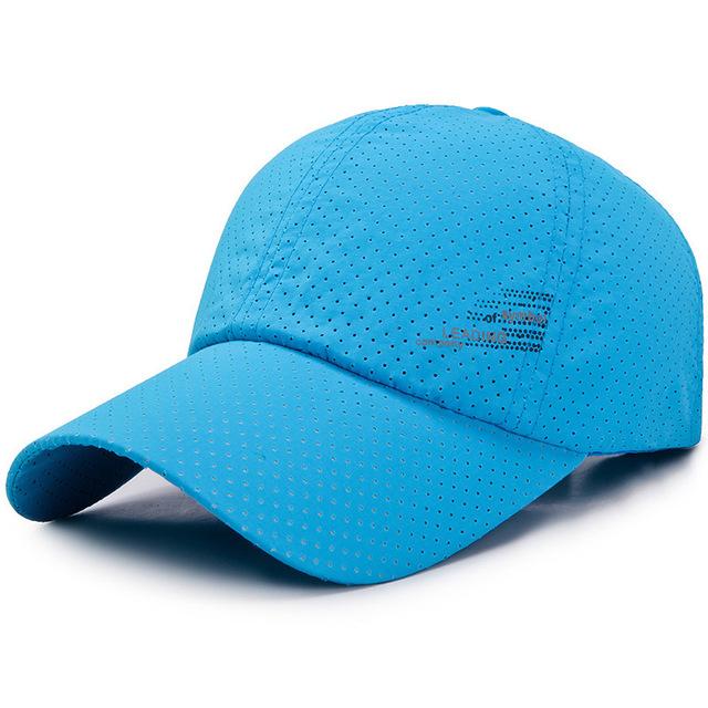 Headgear Mannen Vrouwen Zomer Baseball Cap Sneldrogend Hoeden Unisex Ademend Sport Pure Kleur Snapback Hoed Golf Caps Bone Hoed hemelsblauwe kleur