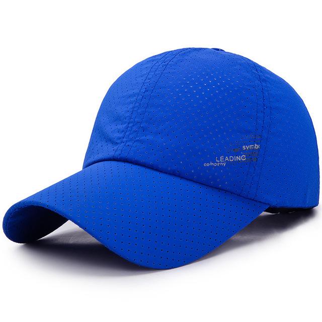 Headgear Mannen Vrouwen Zomer Baseball Cap Sneldrogend Hoeden Unisex Ademend Sport Pure Kleur Snapback Hoed Golf Caps Bone Hoed blauw