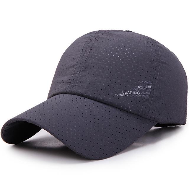 Headgear Mannen Vrouwen Zomer Baseball Cap Sneldrogend Hoeden Unisex Ademend Sport Pure Kleur Snapback Hoed Golf Caps Bone Hoed donkergrijze kleur