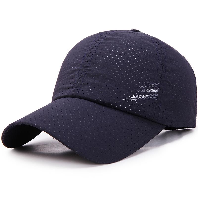 Headgear Mannen Vrouwen Zomer Baseball Cap Sneldrogend Hoeden Unisex Ademend Sport Pure Kleur Snapback Hoed Golf Caps Bone Hoed marineblauwe kleur