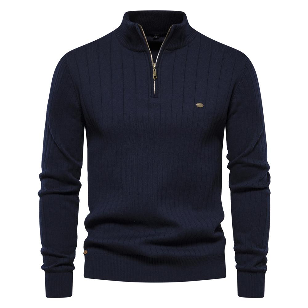 AIOPESON Men Fashion 2023 Nieuwe Herfst Rits Trui Truien voor Mannen Hoge Kwaliteit Warme Winter Stand Kraag Katoenen Gebreide Trui Mannen XXL 95-105 kg Vloot