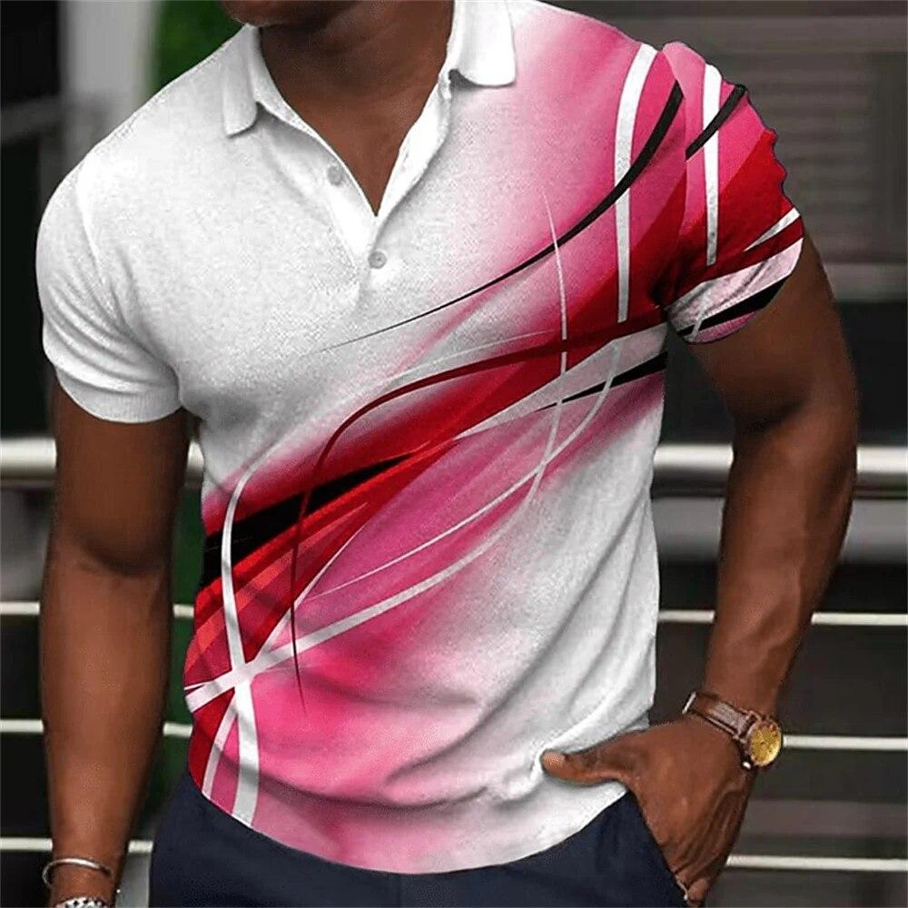 Nihao Mode Heren Polo Shirt Gradiëntlijn Zomer Korte Mouw T-shirts Casual Dagelijks Revers Tops Tees Gestreepte T-shirt Voor man Kleding S