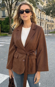 The Musthaves Oversized Suede Blazer Choco