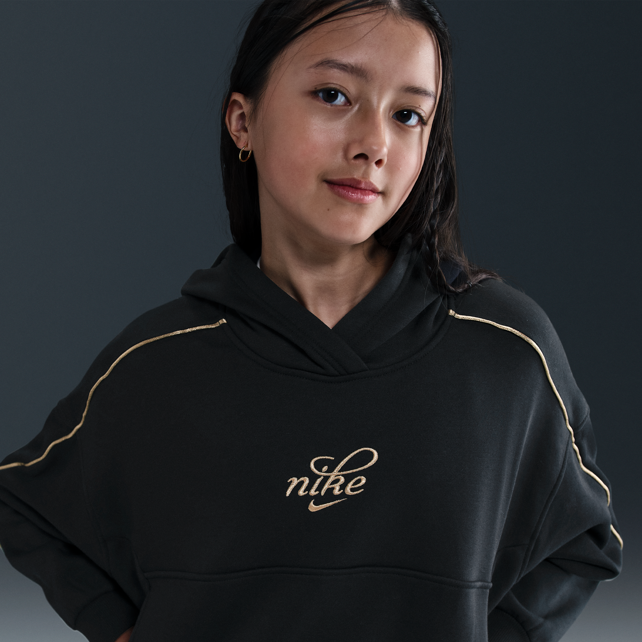 Nike Sportswear Club Fleece hoodie met recht design voor meisjes - Zwart