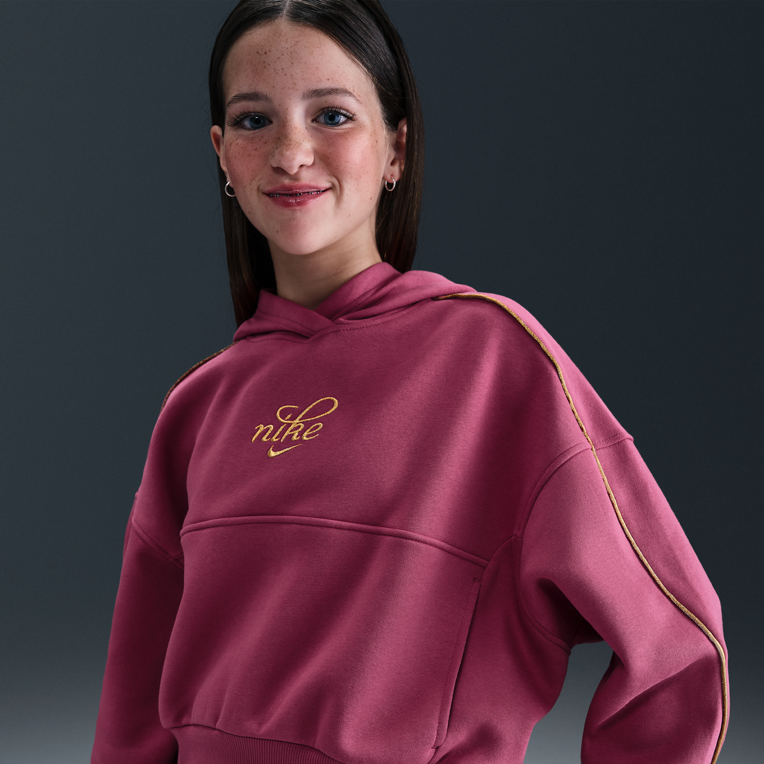 Nike Sportswear Club Fleece hoodie met recht design voor meisjes - Paars