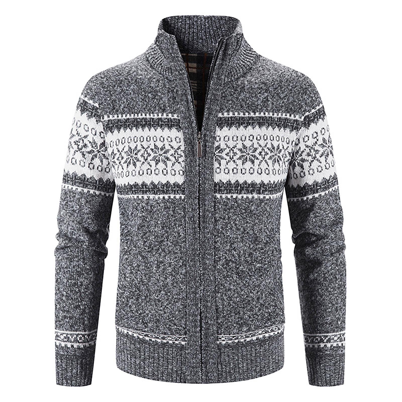 Timoduizhang Heren Casual Herfst Winter Rits Trui Staande Kraag Bedrukt Cardigan Tops Trui Blouse Jas XL