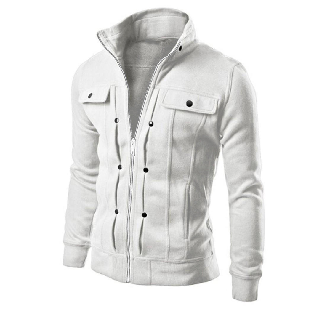 Timoduizhang Heren slank ontworpen revers vest jas XL wit
