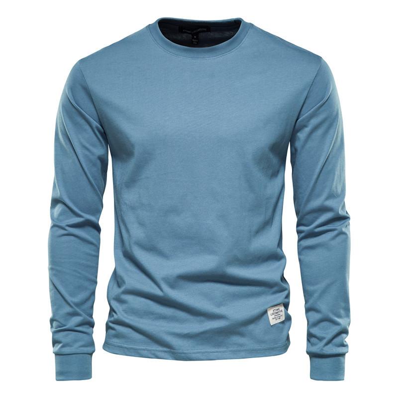 Nik Herfst Heren T-shirt met lange mouwen, effen kleur en lange mouwen, High Street Heren onder katoenen T-shirt heren L