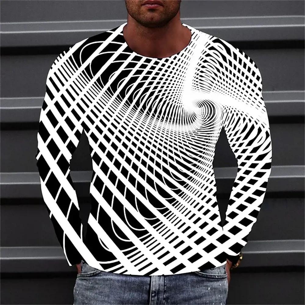 HerSight Heren T-shirt Tee Grafische Gradiënt Ronde Hals Kleding Kleding 3D Print Buiten Dagelijks Lange Mouw Print Modeontwerper Vintage S