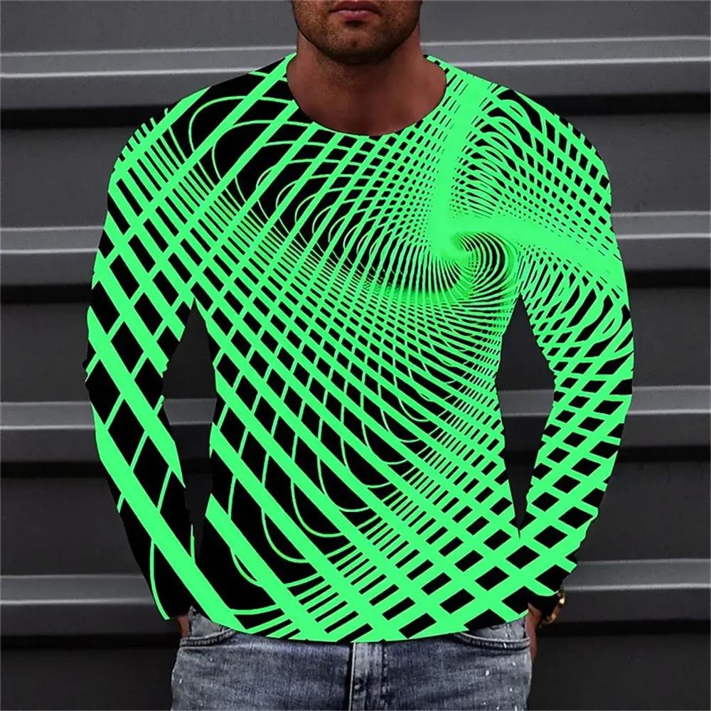HerSight Heren T-shirt Tee Grafische Gradiënt Ronde Hals Kleding Kleding 3D Print Buiten Dagelijks Lange Mouw Print Modeontwerper Vintage 5XL