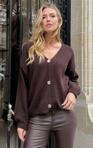 The Musthaves Casual Long Sleeve Cardigan Choco