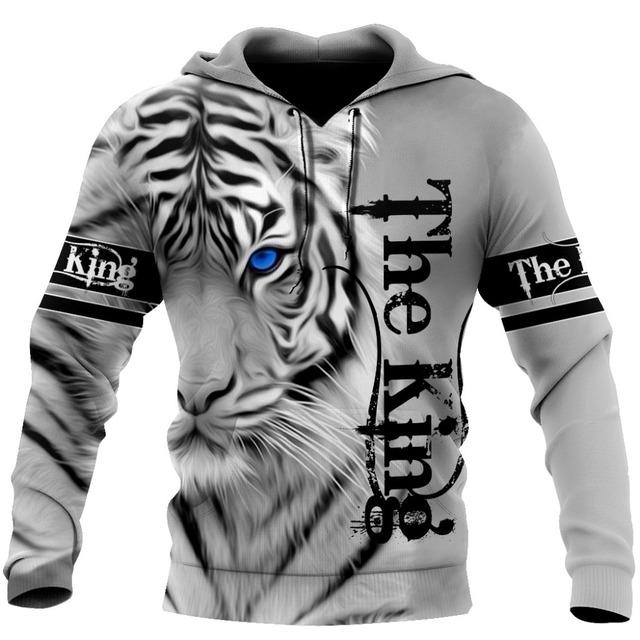 Factory Outlet Clothing Mode Lente Herfst Dieren Hoodies Witte Tijgerhuid 3D All Over Gedrukt Heren Sweatshirts Unisex Trui Casual Jas S