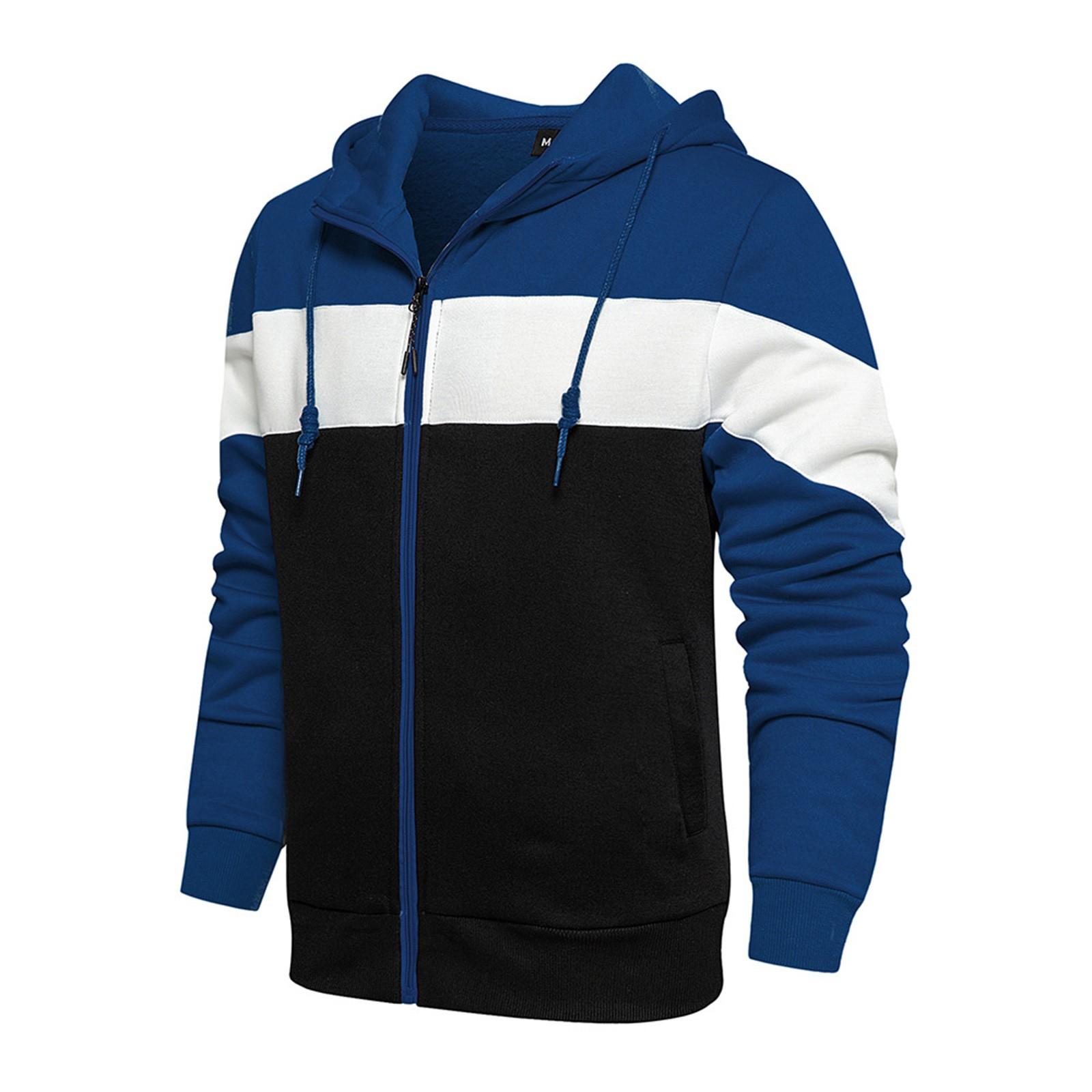 Timoduizhang Heren kleurcontrast vest met rits en capuchon, grote maten casual pluche uitloper XL