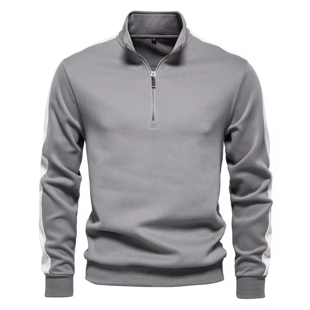 AIOPESON Heren Patchwork Kwart Rits Katoenen-mix Sweatshirts Lichtgewicht Casual Sport Pullover Sweatshirt voor Heren EUR XL 85-95kg grijs