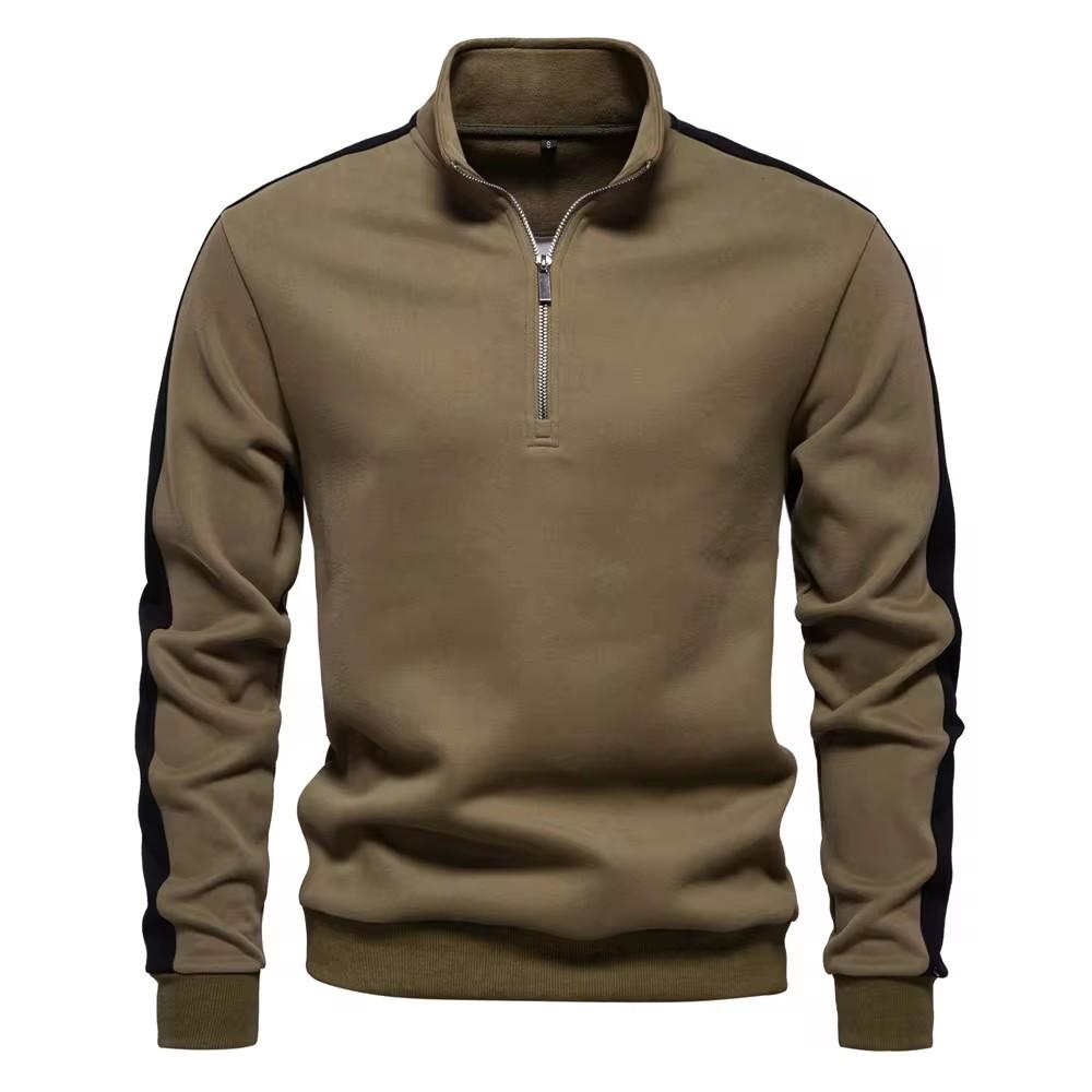 AIOPESON Heren Patchwork Kwart Rits Katoenen-mix Sweatshirts Lichtgewicht Casual Sport Pullover Sweatshirt voor Heren EUR XXL 95-105kg legergroene kleur
