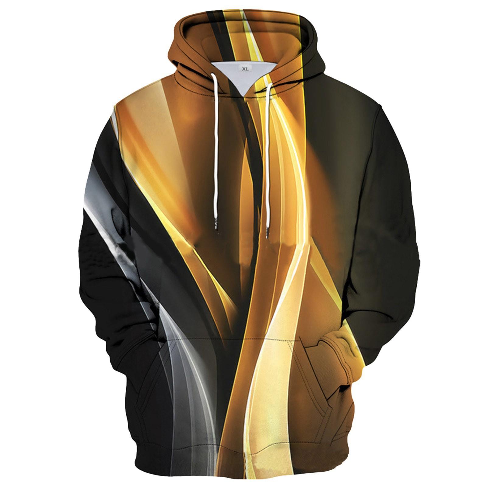 Timoduizhang Los bedrukt sweatshirt met capuchon voor heren Casual mode-sportsweatshirt voor heren XL geel