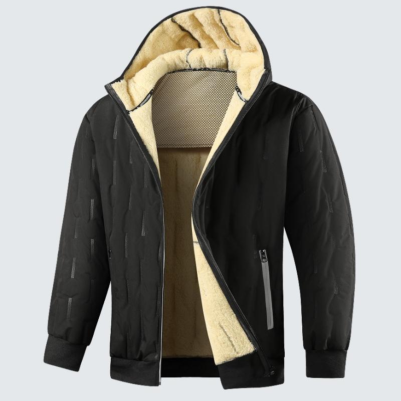 Fuxueting Winter lamswollen hoodies met rits, dikke warme jas, heren sweatshirts met lange mouwen, casual sport fleece jassen, herenjassen met capuchon XS zwart