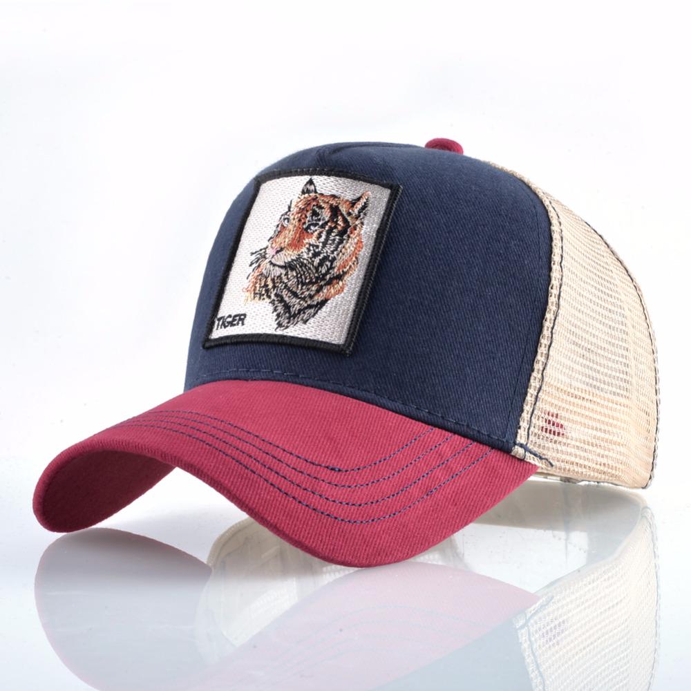 Kissbaobei Mode Baseball Cap Tijgerborduurwerk Patch Snapback Hoeden Voor Mannen Vrouwen Ademend Mesh Hip Hop Cap 56-60cm